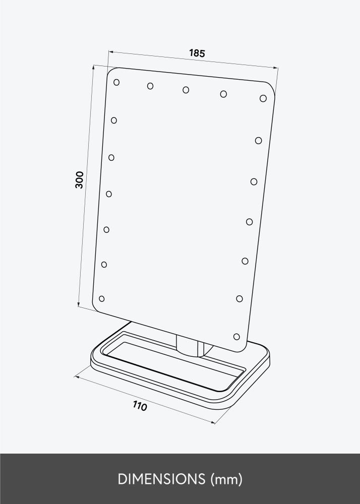 KAILA Sminktükör LED m. Bluetooth hangszóró Rozé arany 18x30 cm