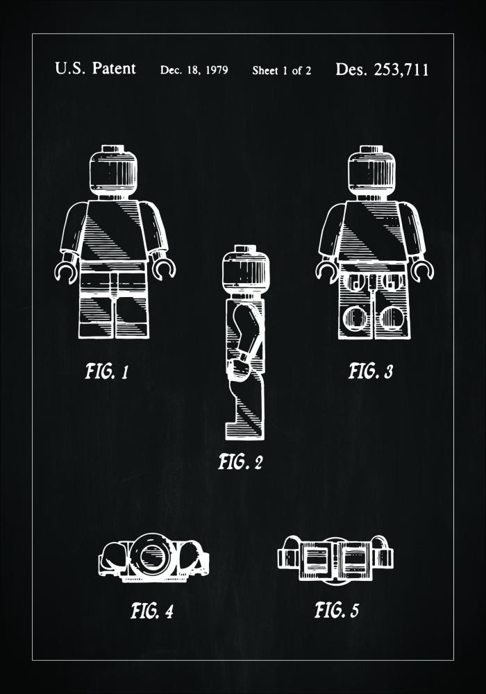 Szabadalmi rajz - Lego ban - Fekete Poszter