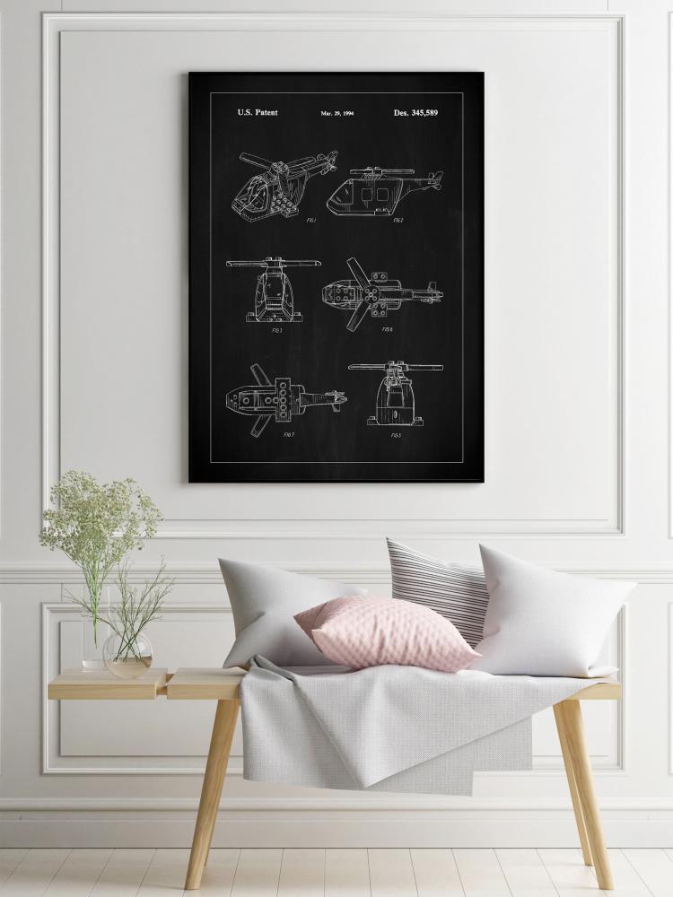 Patent Print - Lego Helicopter - Black Poszter