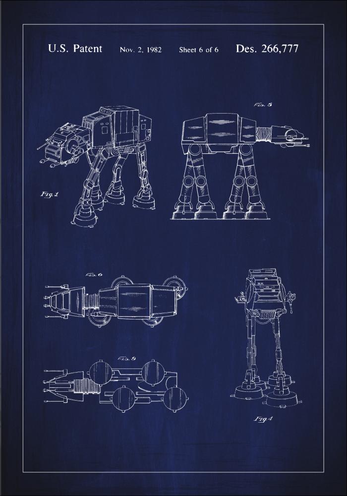 Szabadalmi rajz - Star Wars - Walker - Kék Poszter