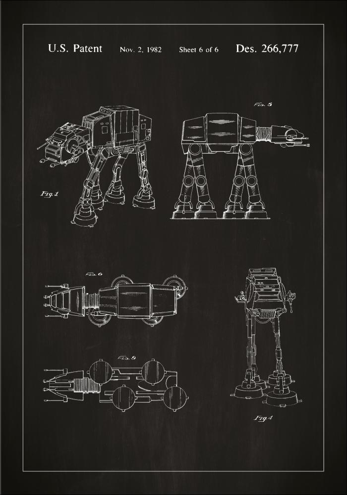 Szabadalmi rajz - Star Wars - Walker - Fekete Poszter