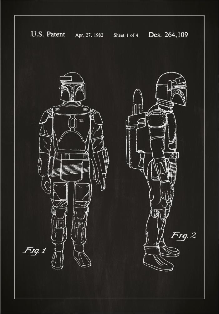 Szabadalmi rajz - Star Wars - Boba Fett - Fekete Poszter