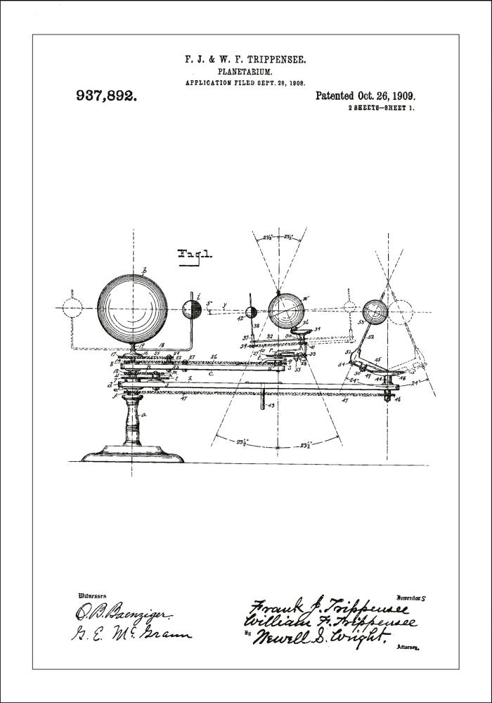 Szabadalmi rajz - Planetárium - Fehér Poszter