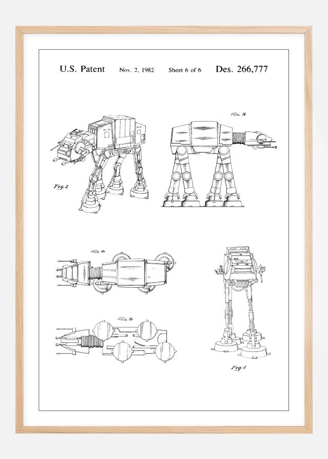 Szabadalmi rajz - Star Wars - Walker - Fehér Poszter