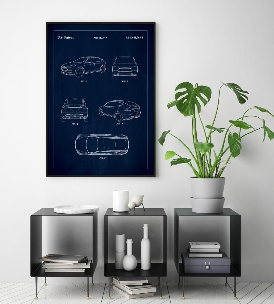 Patent Print - Tesla - Blue Poszter