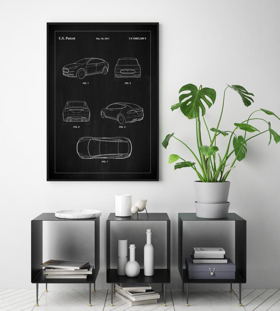 Patent Print - Tesla - Black Poszter