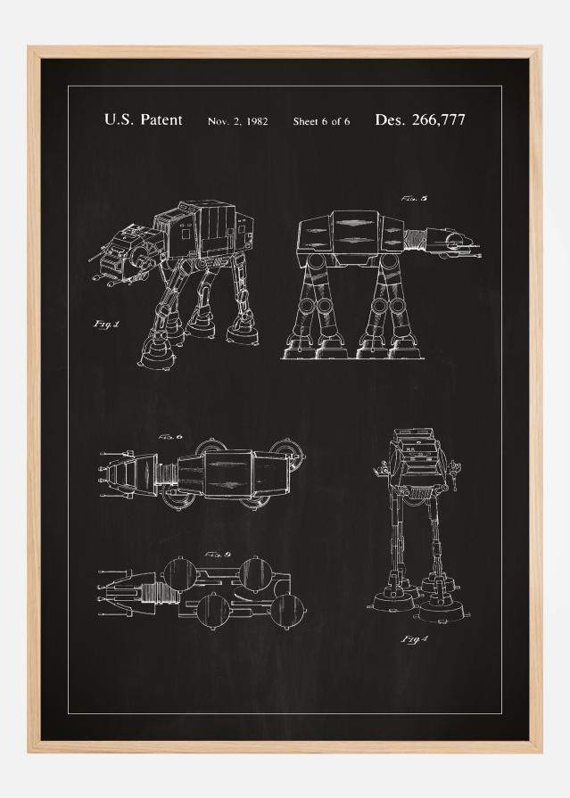 Szabadalmi rajz - Star Wars - Walker - Fekete Poszter