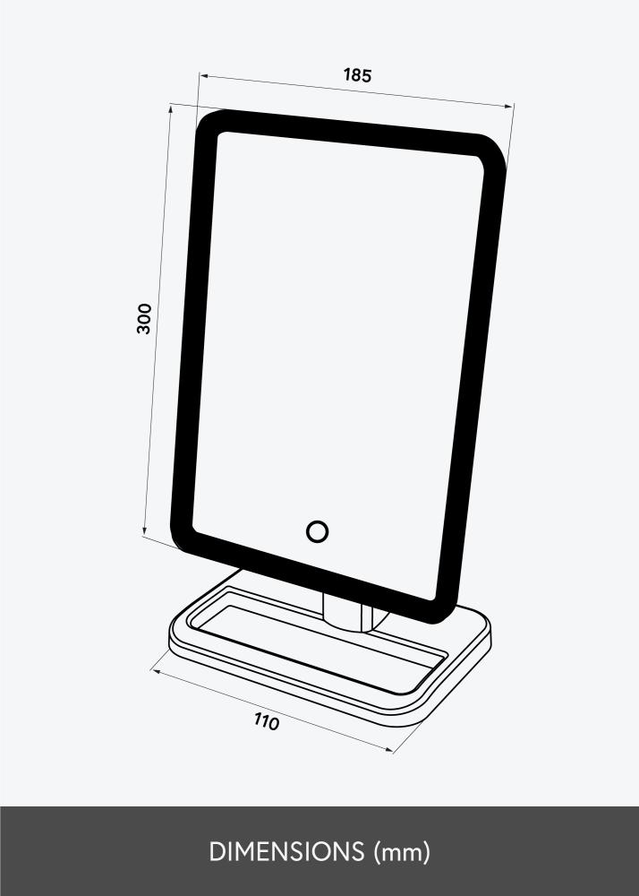 KAILA Sminktükör LED Strip m. Bluetooth hangszóró Fehér 18x30 cm