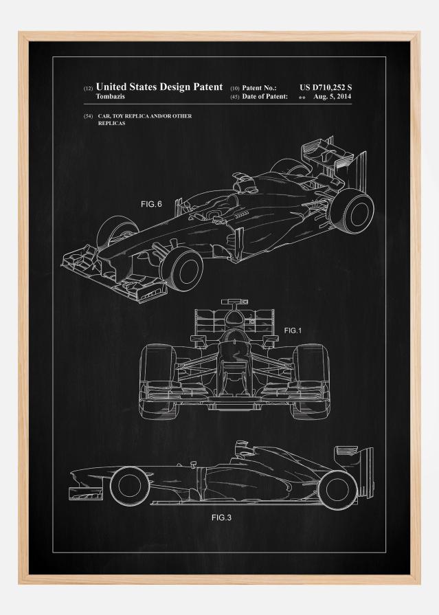 Patent Print - Formula 1 Racing Car - Black Poszter