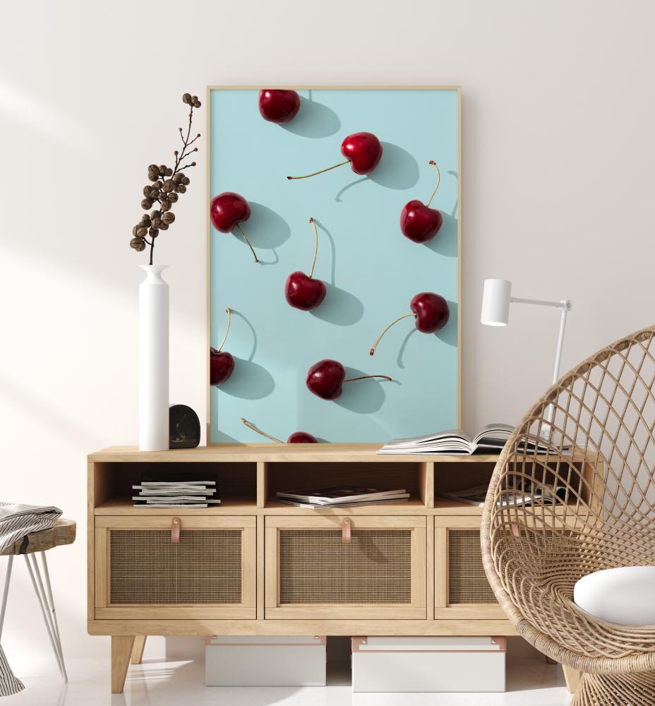 Cherries On Turquoise Poszter