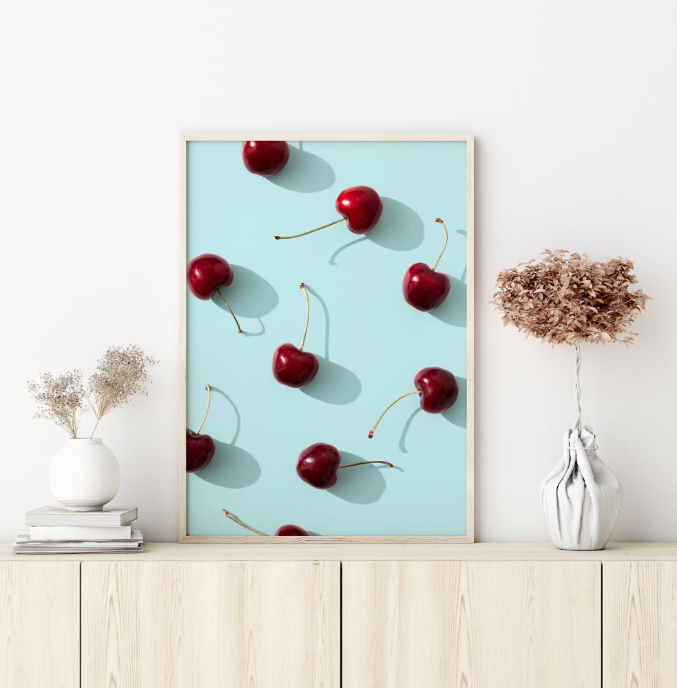 Cherries On Turquoise Poszter