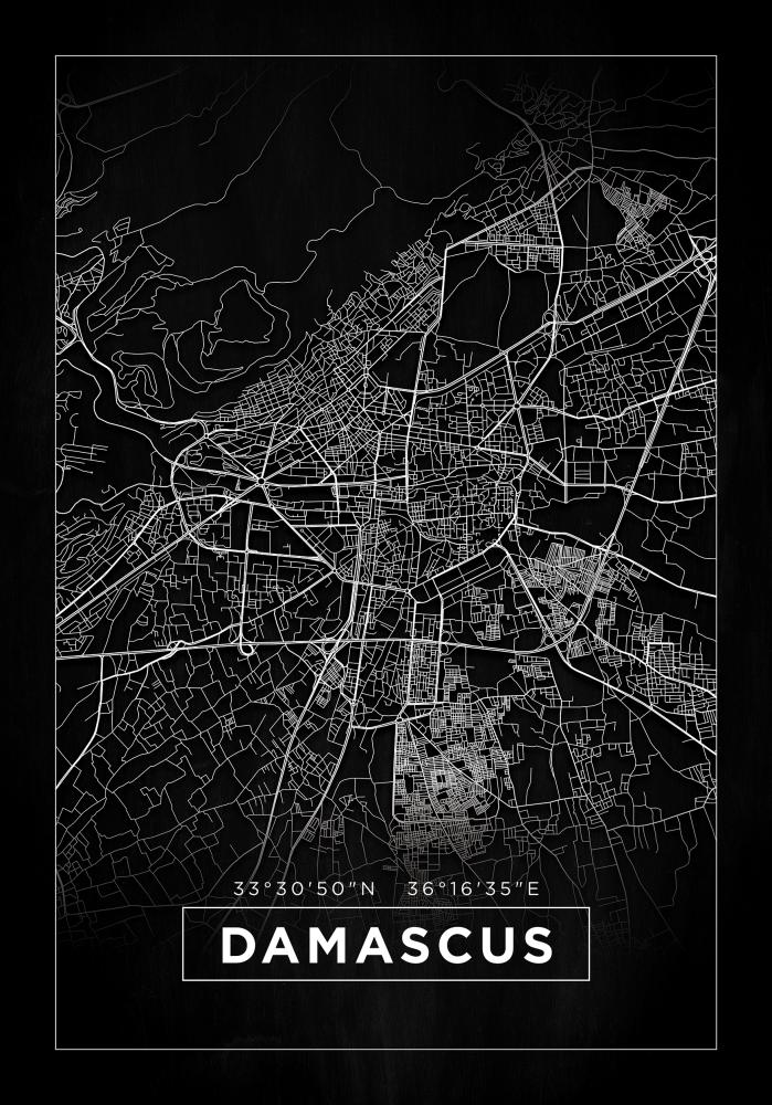 Térkép - Damascus - Fekete Poszter