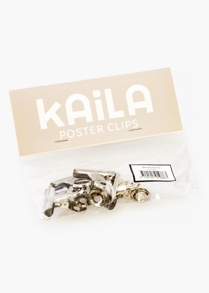 KAILA Poszter Clip Ezüst 30 mm - 4-es csomag