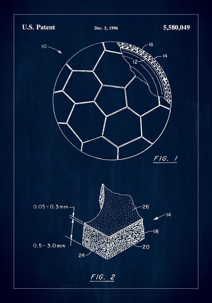 Patent Print - Football - Blue Poszter