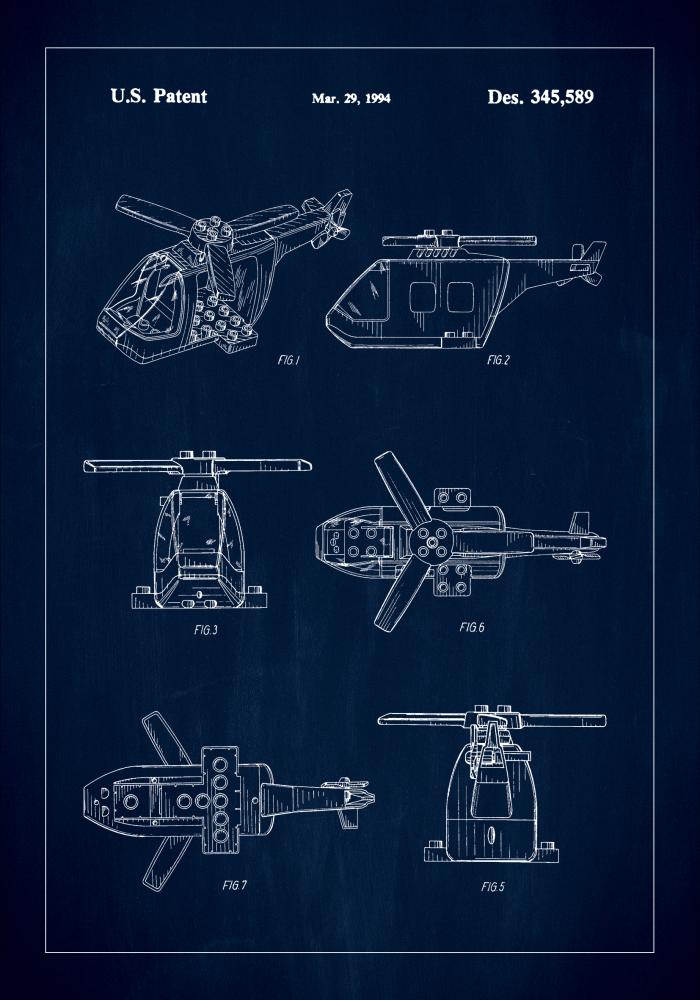 Patent Print - Lego Helicopter - Blue Poszter