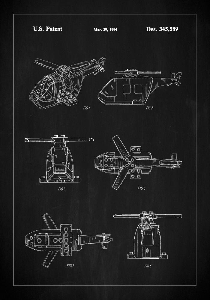 Patent Print - Lego Helicopter - Black Poszter