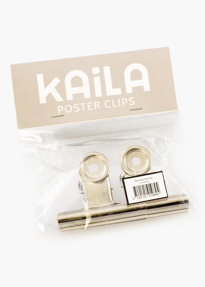 KAILA Poszter Clip Ezüst 65 mm - 2-es csomag