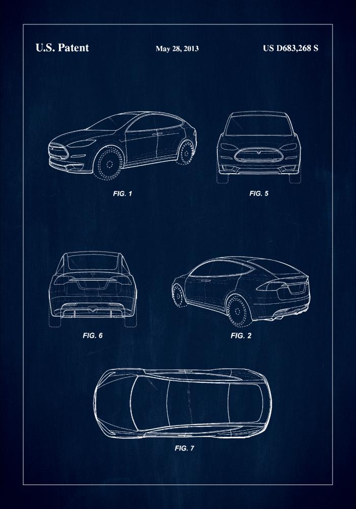 Patent Print - Tesla - Blue Poszter