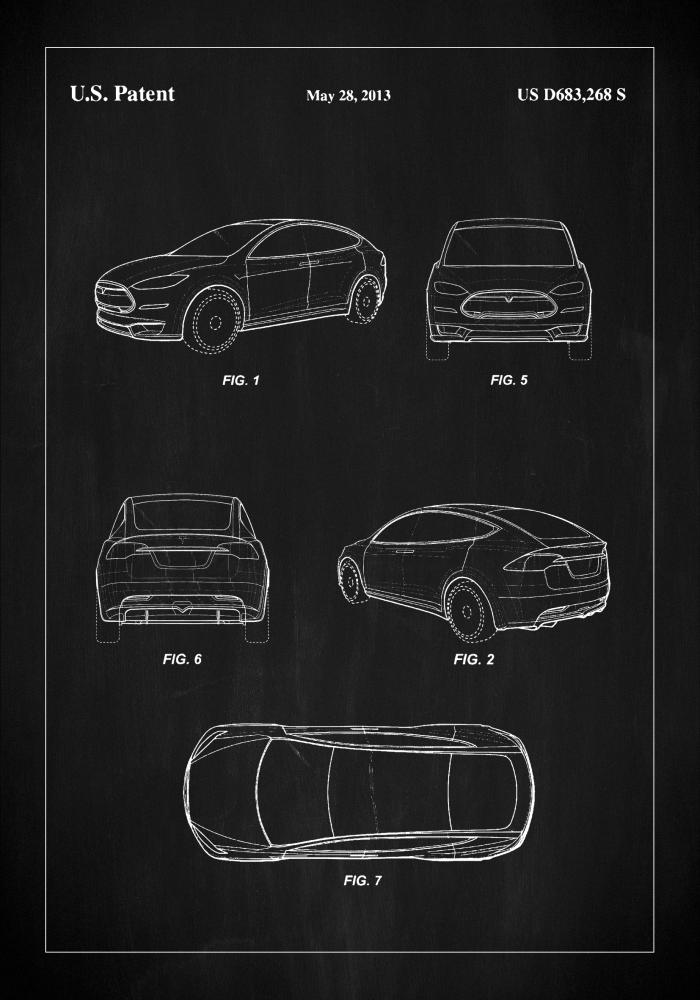 Patent Print - Tesla - Black Poszter