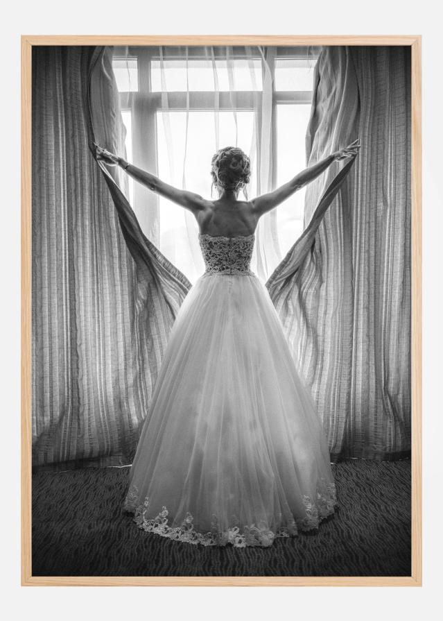 Elegant bride at big window Poszter