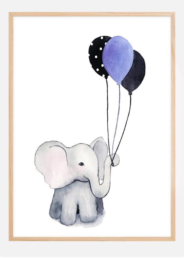 Elephant With Balloons Poszter