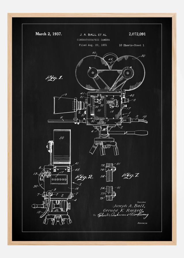 Patent Print - Cinematic Camera - Black Poszter