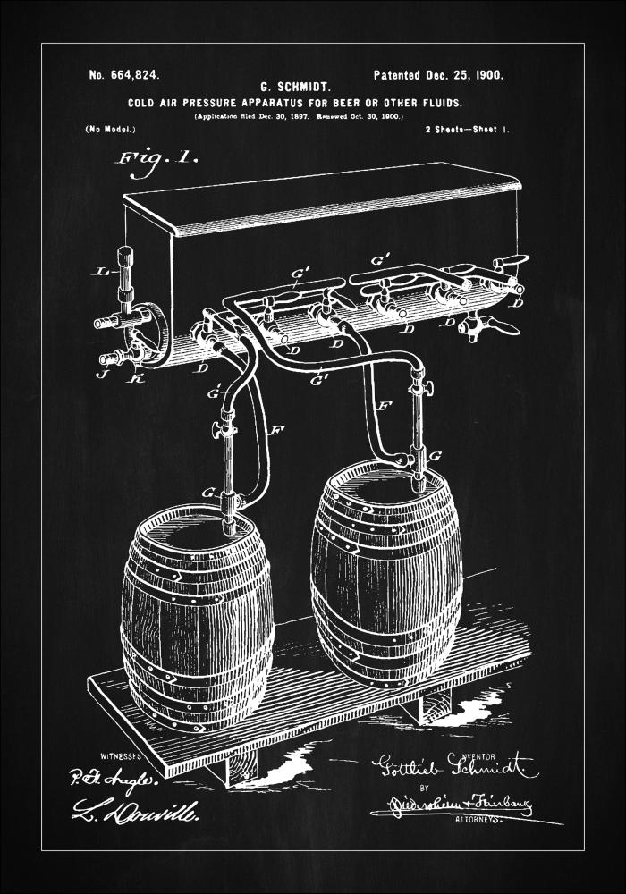 Patent Print - Beer Kegs - Black Poszter