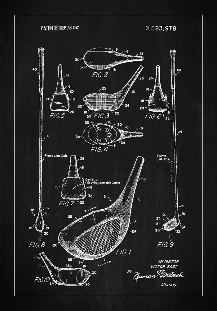 Patent Print - Golf Club - Black Poszter