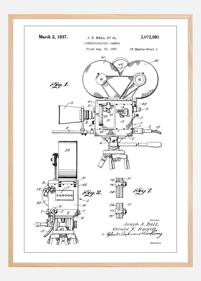 Patent Print - Cinematic Camera - White Poszter