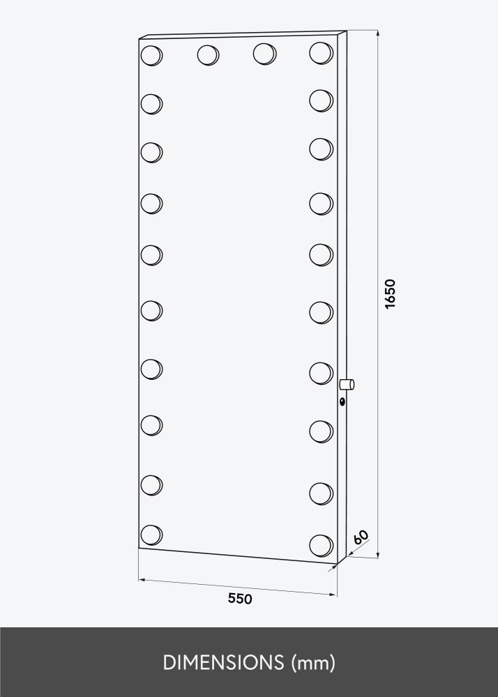 KAILA Tükör fenyő LED Fekete 55x165 cm