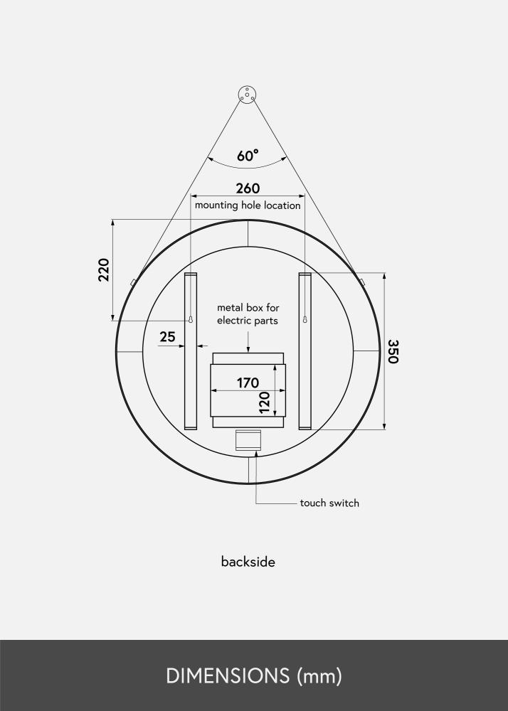 KAILA Tükör Belt LED Arany 60 cm Ø