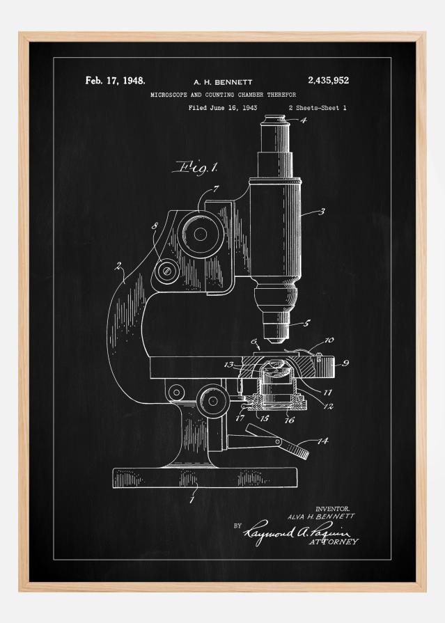 Patent Print - Microscope - Black Poszter