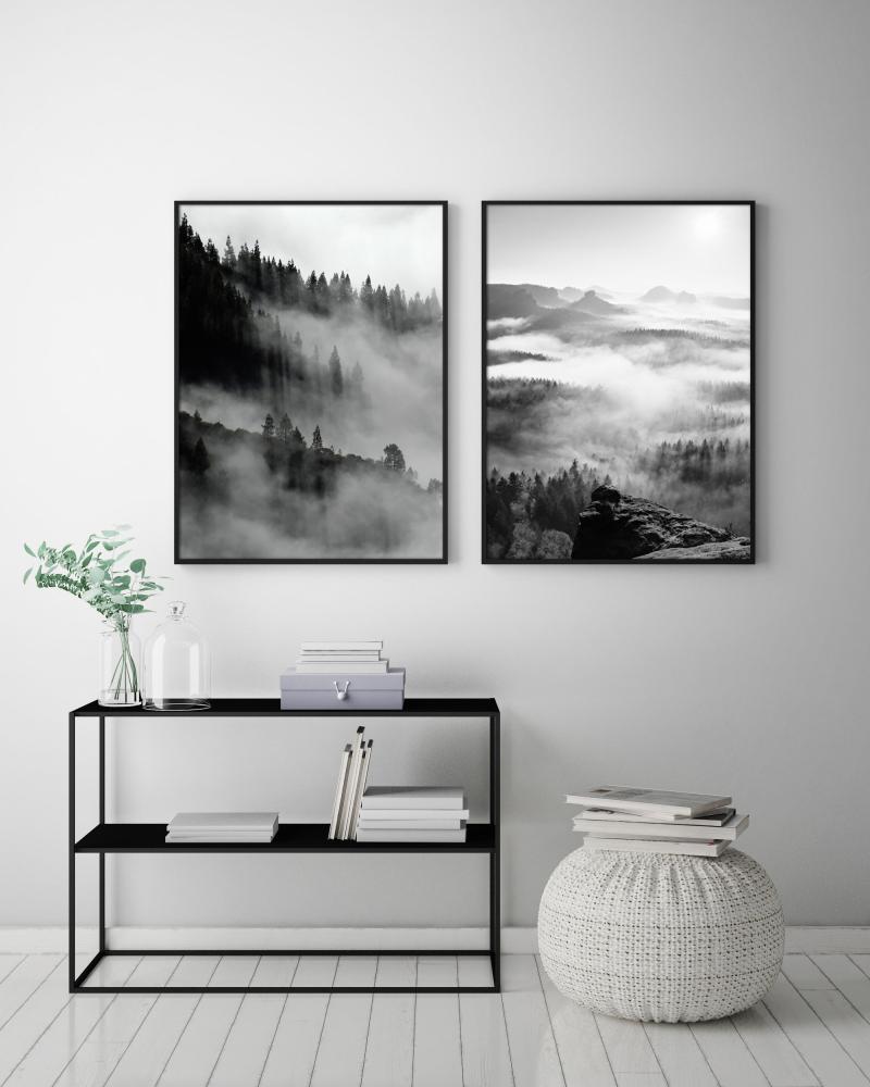 Foggy Forest Black & White I - 50x70 cm Poszter