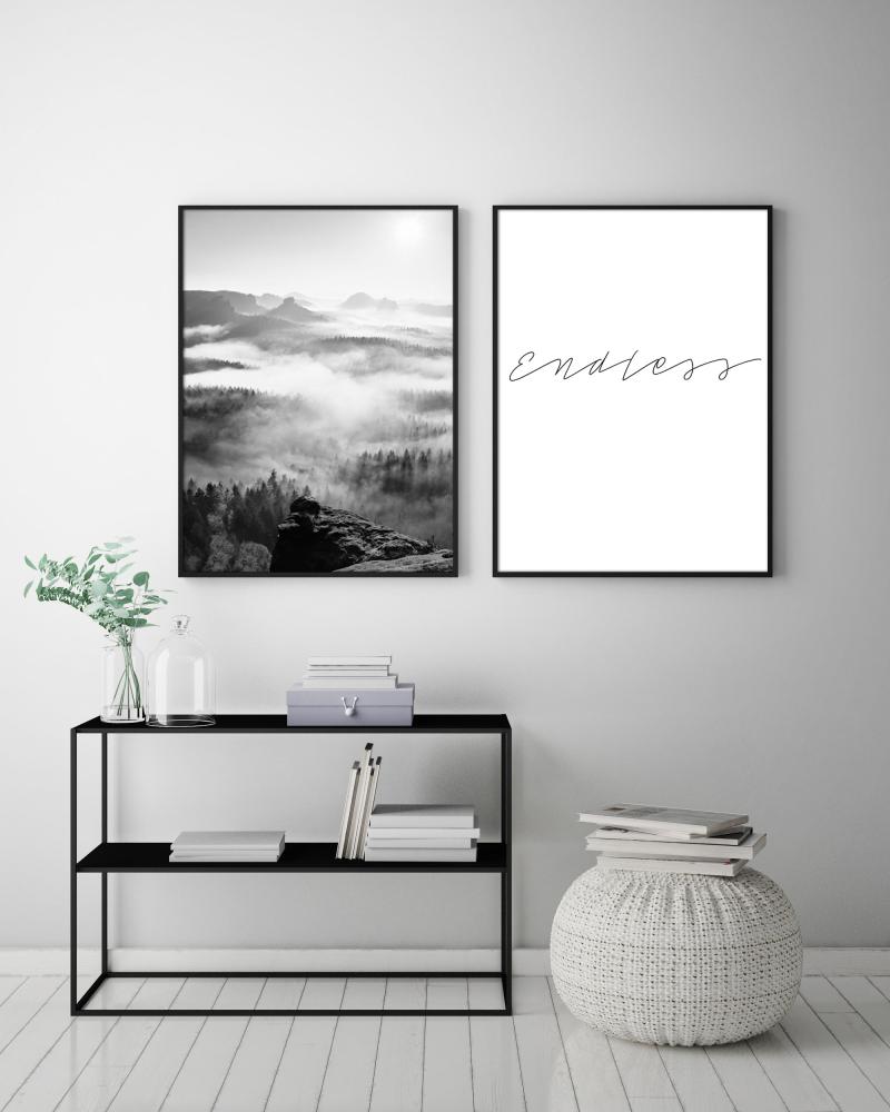 Foggy Forest Black & White I - 50x70 cm Poszter