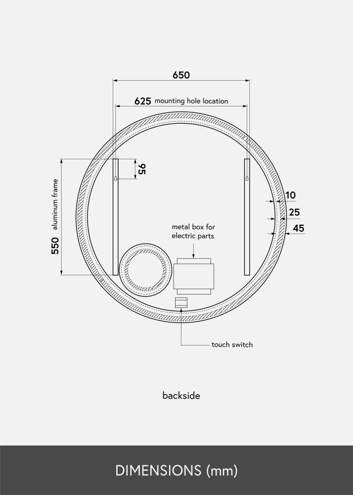 KAILA Tükör Circular Magnifying LED 100 cm Ø