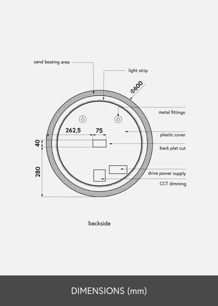 KAILA Tükör Circular LED 60 cm Ø