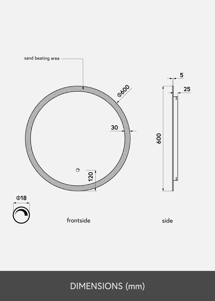 KAILA Tükör Circular LED 60 cm Ø