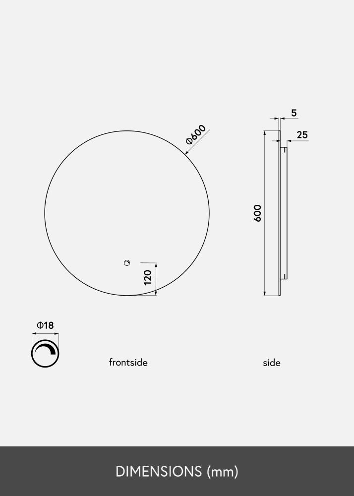 KAILA Tükör LED 60 cm Ø