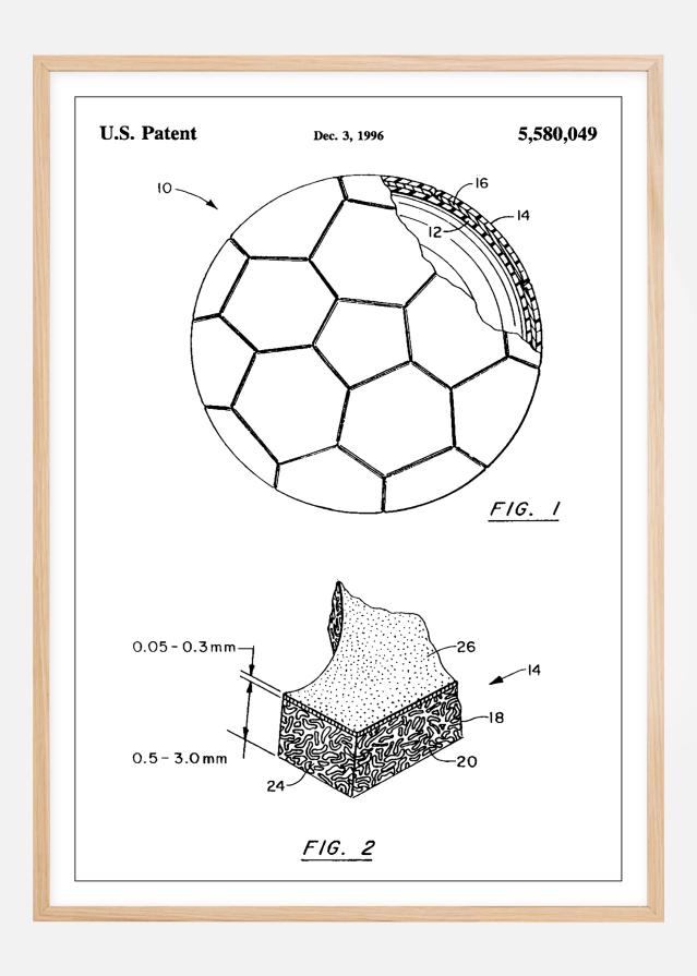 Patent Print - Football - White Poszter