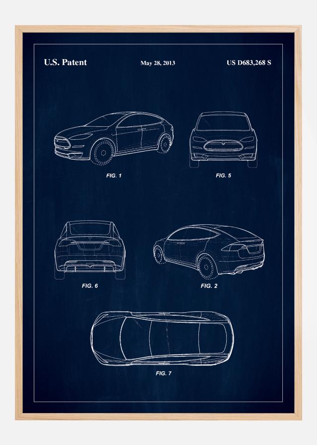 Patent Print - Tesla - Blue Poszter