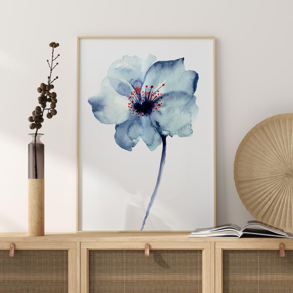 Aquarelle Flower - Blue Poszter