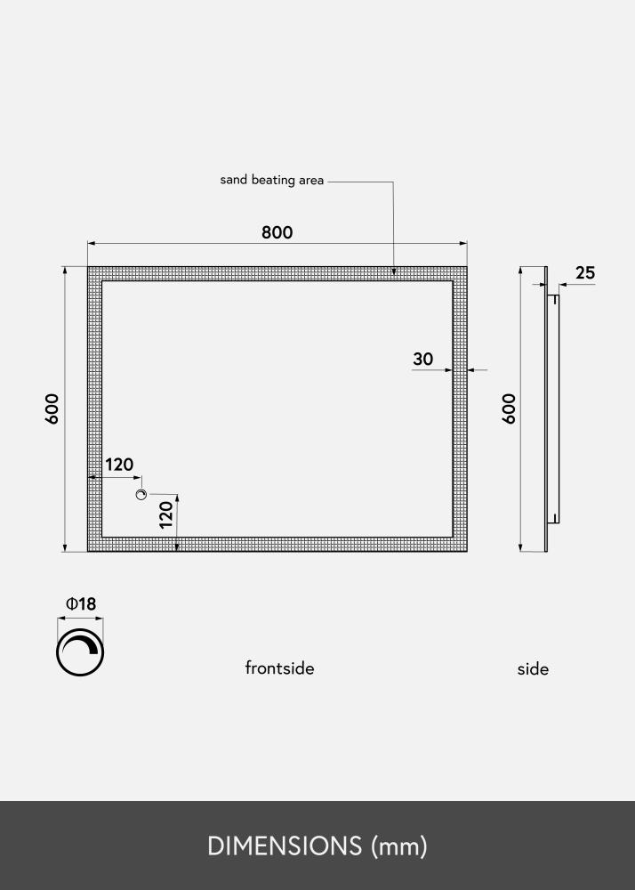 KAILA Tükör Rectangle II LED 60x80 cm