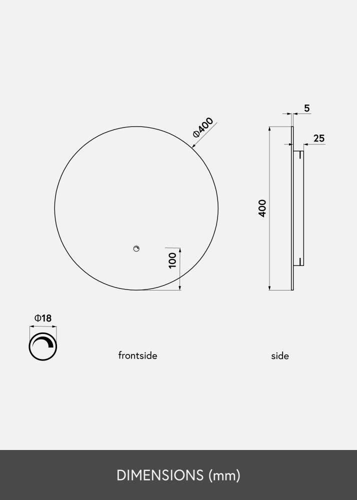 KAILA Tükör LED 40 cm Ø