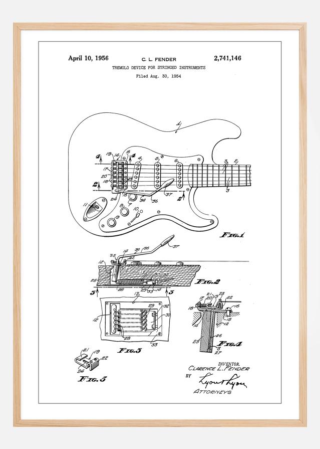 Patent Print - Tremolo Device - White Poszter