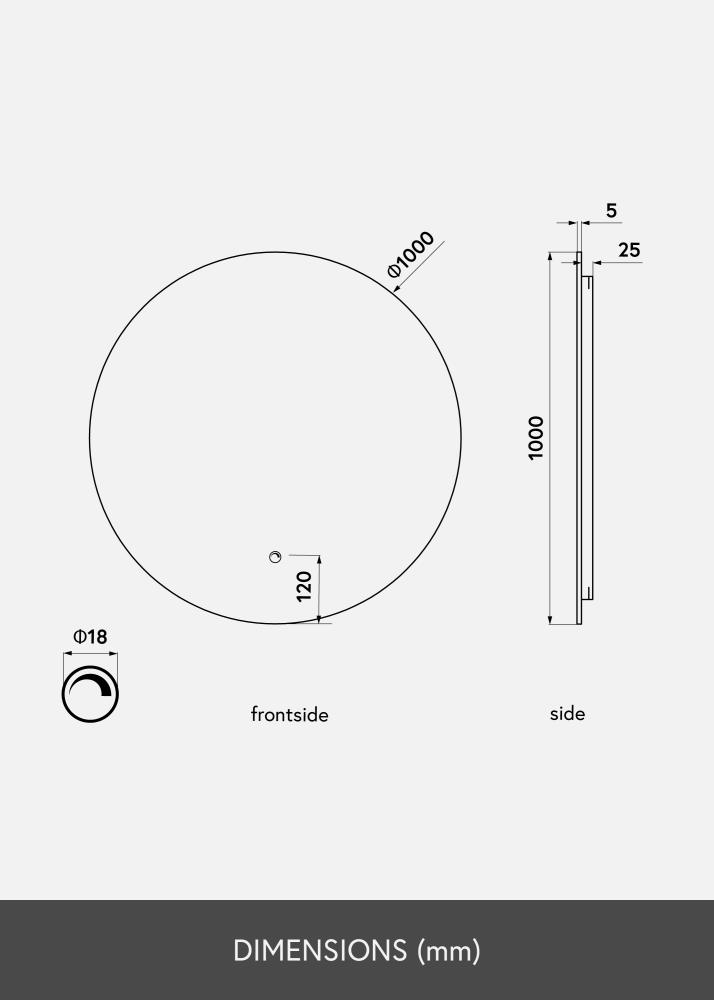 KAILA Tükör LED 100 cm Ø