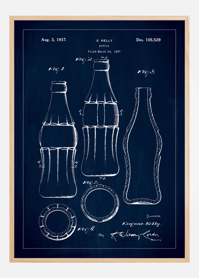 Szabadalmi rajz - Coca Cola - Kék Poszter