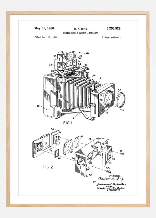 Patent Print - Photographic Camera - White Poszter