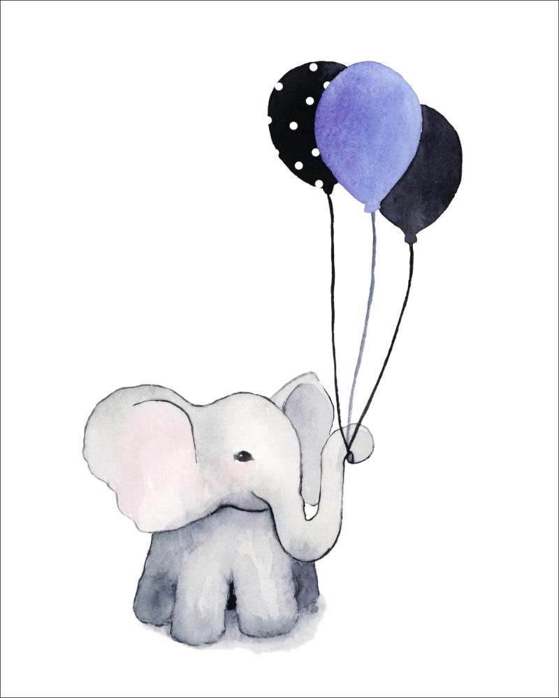 Elephant With Balloons Poszter