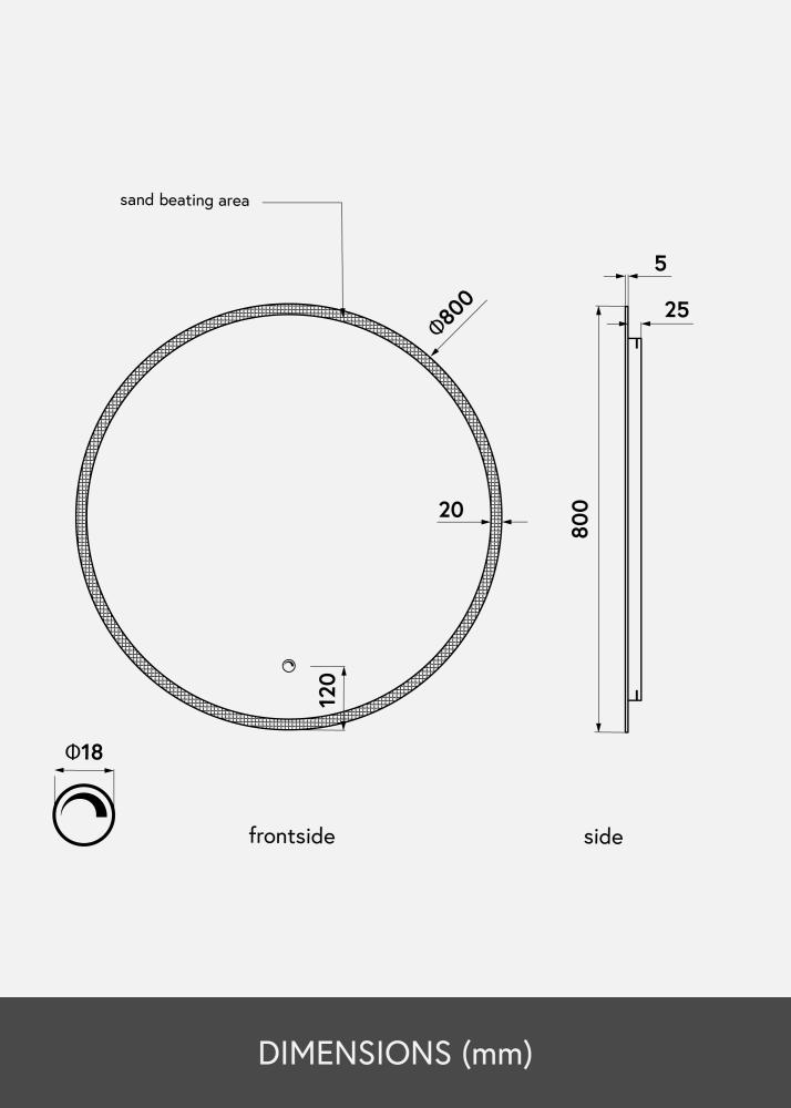 KAILA Tükör Frost LED 80 cm Ø