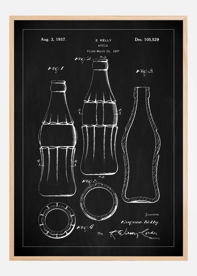 Szabadalmi rajz - Coca Cola - Fekete Poszter